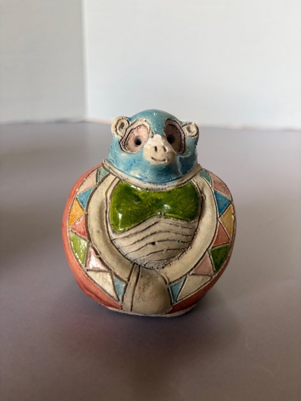 The Fenix Raku Pottery Baboon Figurine Figure Vtg Hand Made South Africa